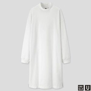 UNIQLO U White Long Sleeve T-Dress